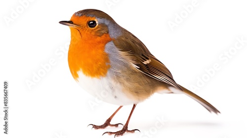 robin on a white background photo