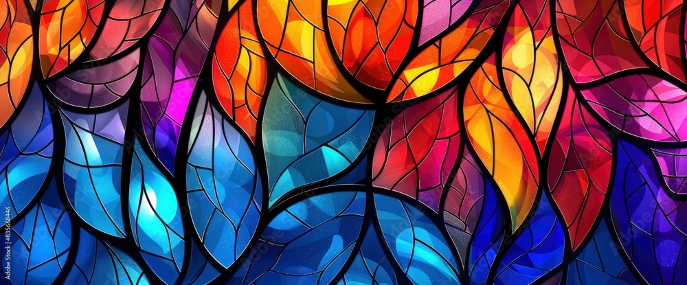 Abstract Stained Glass Design, Cartoon Style, Background Abstract Stained Glass Design, Cartoon Style, Background