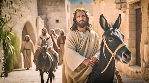 Jesus’ Triumphal Entry. Biblical Watercolor