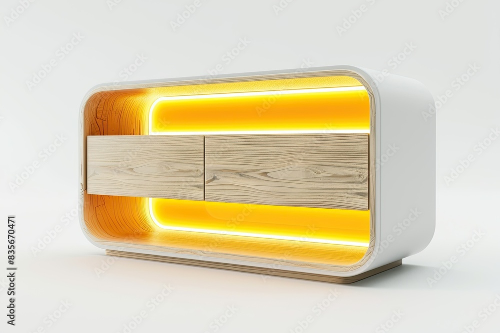 white and light yellow modern wooden office cabinet design with led light isolated on white background white and light yellow modern wooden office cabinet design with led light isolated on white background