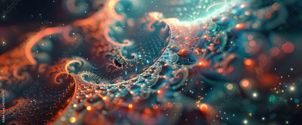 Data Fractals In A Digital Environment, Cartoon Style, Background Data Fractals In A Digital Environment, Cartoon Style, Background