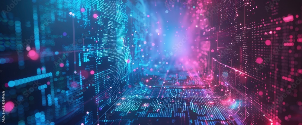 Data Fractals In A Digital Environment, Cartoon Style, Background Data Fractals In A Digital Environment, Cartoon Style, Background