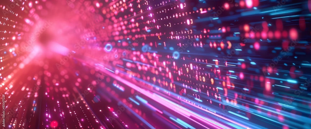 Obraz premium Data Streams Converging Into A Single Point, Cartoon Style, Background