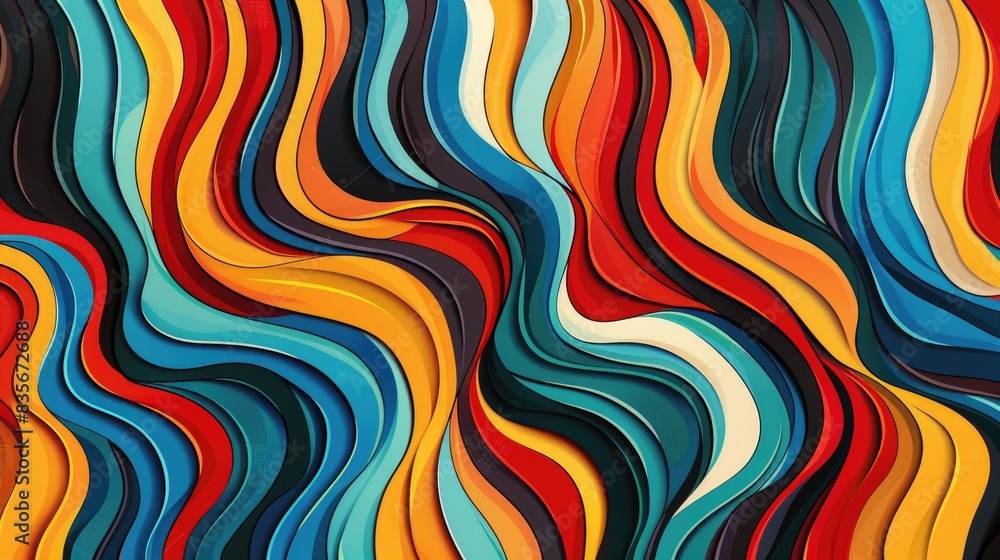 Seamless design with colorful undulating lines Seamless design with colorful undulating lines