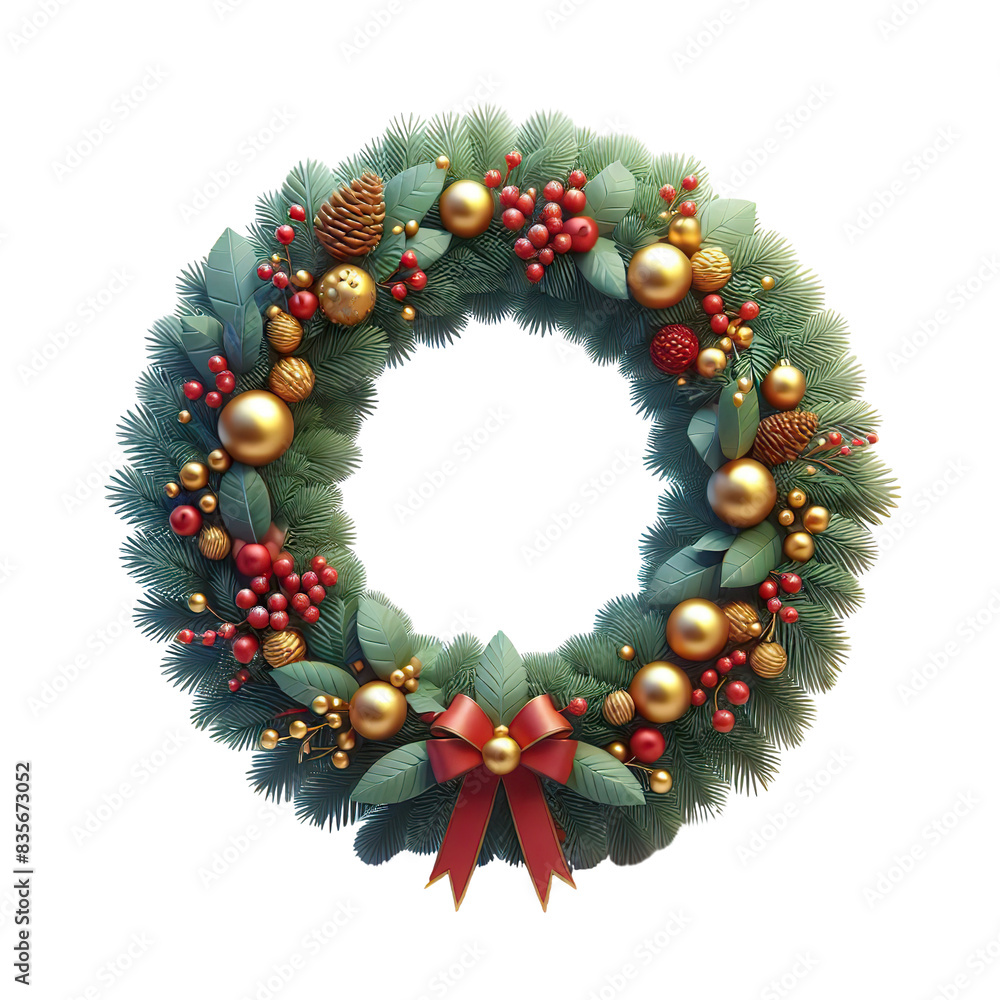 3D Christmas door wreath icon clipart isolated on a white background PNG 3D Christmas door wreath icon clipart isolated on a white background PNG