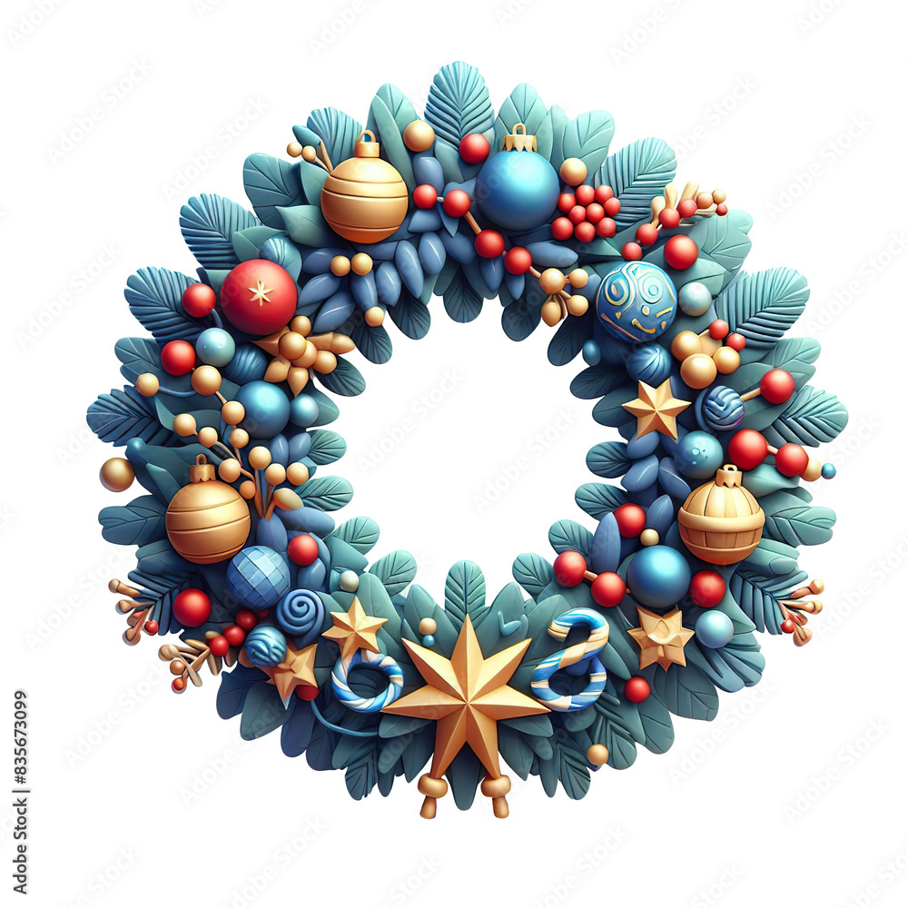 3D Christmas door wreath icon clipart isolated on a white background PNG 3D Christmas door wreath icon clipart isolated on a white background PNG