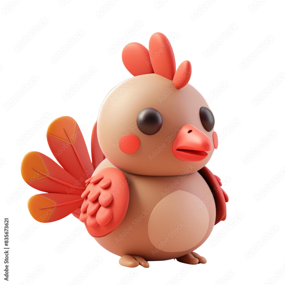 A cute cartoon chicken with a red comb and orange feathers. A cute cartoon chicken with a red comb and orange feathers.