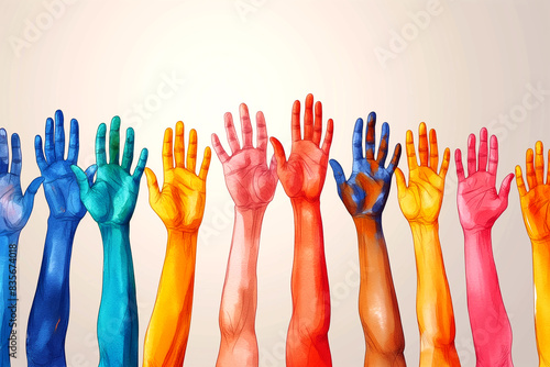 Vector graphic of various hands reaching towards each other, symbolizing unity and support. Suitable for banner, social media, web, poster, greeting card, shirt, template and print advertising etc. 