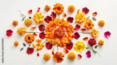 Dynamic tilted angle of a traditional flower rangoli