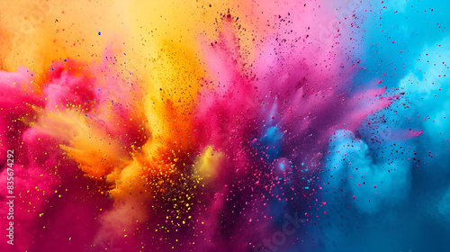 Colorful powder being thrown into the air, creating a vibrant explosion of hues.
