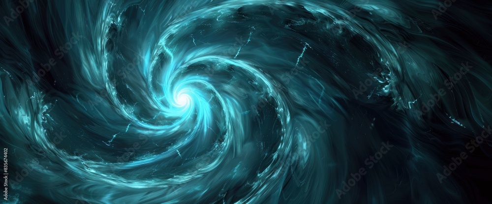 Energy Spirals In A Dark Void, Cartoon Style, Background Energy Spirals In A Dark Void, Cartoon Style, Background