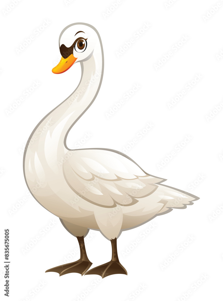 Cute swan cartoon illustration isolated on white background Cute swan cartoon illustration isolated on white background