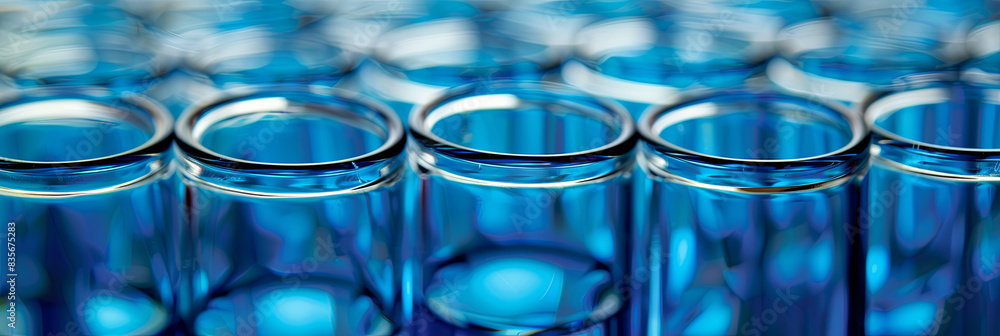 close up of blue test tubes filled with liquid, generative AI close up of blue test tubes filled with liquid, generative AI