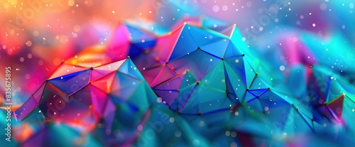 Geometric Data Fractals In A Vibrant Environment, Cartoon Style, Background