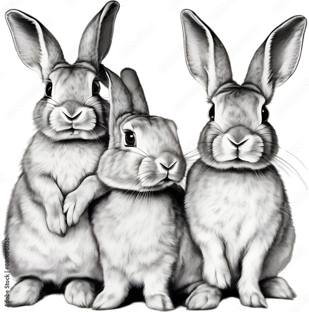 Fototapeta premium Adorable rabbit family poses for a portrait.