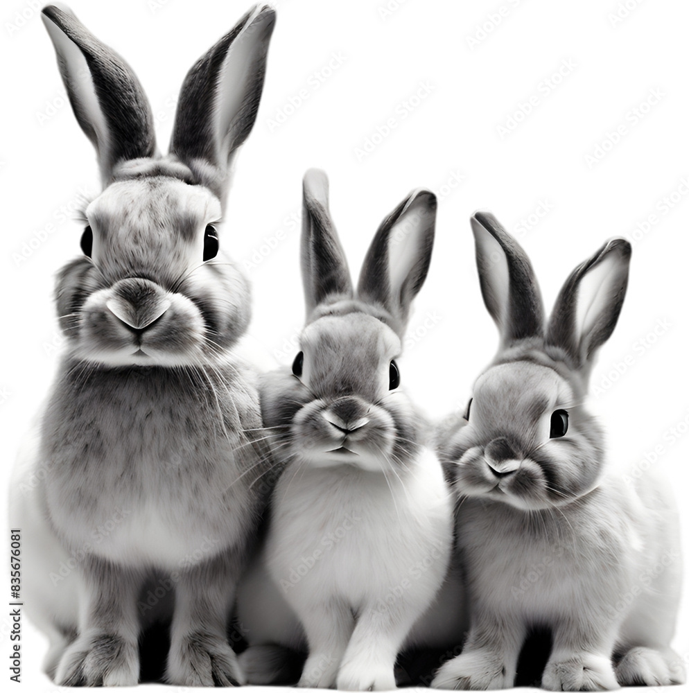 Adorable rabbit family poses for a portrait. Adorable rabbit family poses for a portrait.