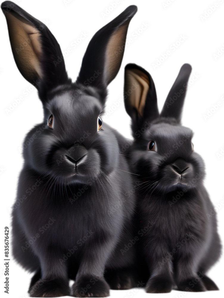 Fototapeta premium Adorable rabbit family poses for a portrait. 