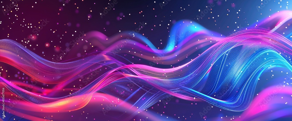 Holographic Data Waves In Abstract Form, Cartoon Style, Background Holographic Data Waves In Abstract Form, Cartoon Style, Background