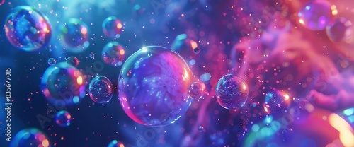 Wallpaper Mural Holographic Data Spheres In Abstract Space, Cartoon Style, Background Torontodigital.ca