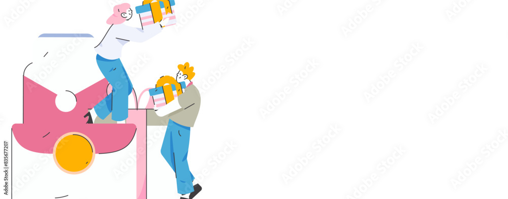 Use red envelopes to attract new customers and promote activity. Flat vector character concept illustration
Use red envelopes to attract new customers and promote activity. Flat vector character concept illustration