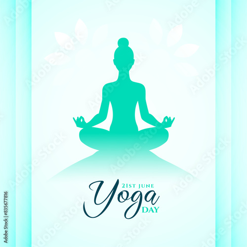 elegant world yoga day background, woman practicing lotus yoga asana