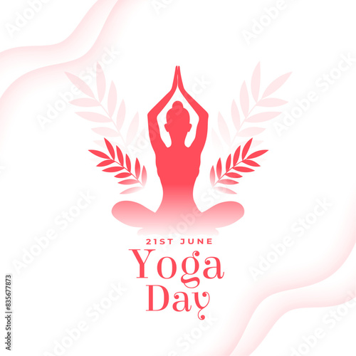 international yoga day 2024 poster with natural leaves