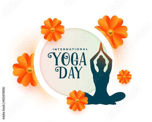 decorative international yoga day 2024, woman in yoga body posture