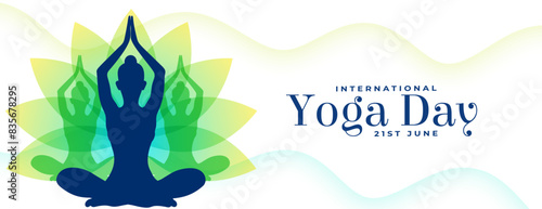 elegant international yoga day 21st june white banner