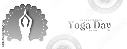 papercut style international yoga day banner design