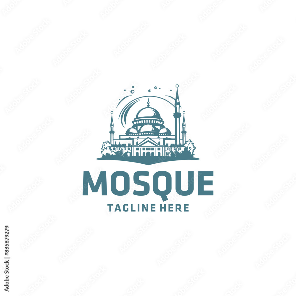 Naklejka premium mosque logo vector illustration design