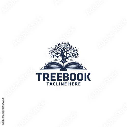 Tree book logo vector illustration