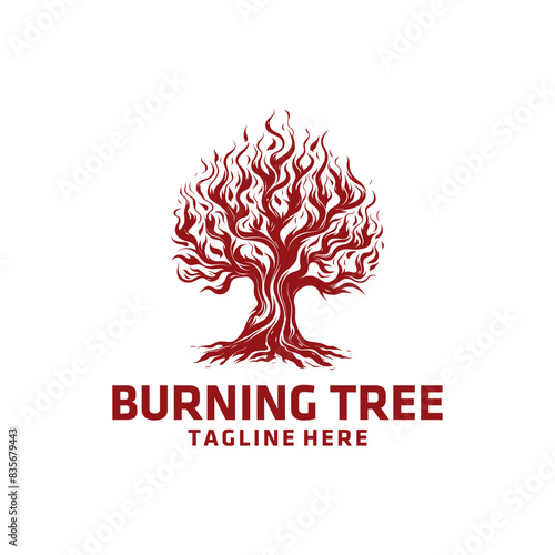 Burning tree logo vector illustration