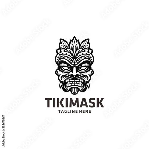 Tiki mask logo vector illustration