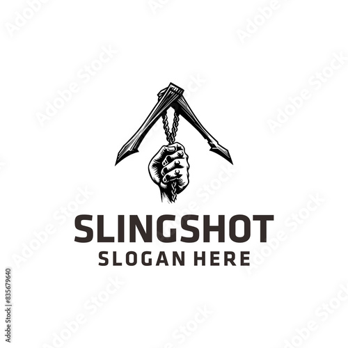 Slingshot vintage logo vector illustration
