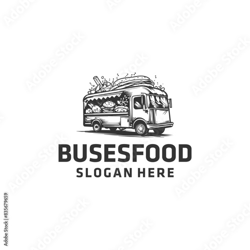 Food truck logo vector illustration