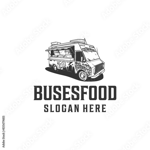 Food truck logo vector illustration