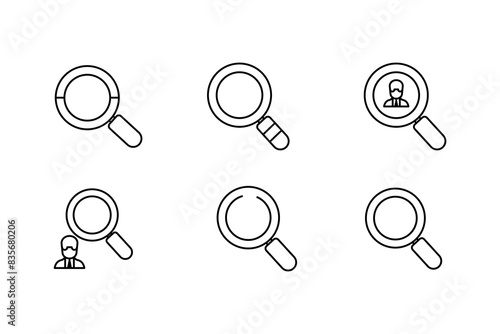 Magnifying Glass Vector Set Icon Templates for Search and Analysis