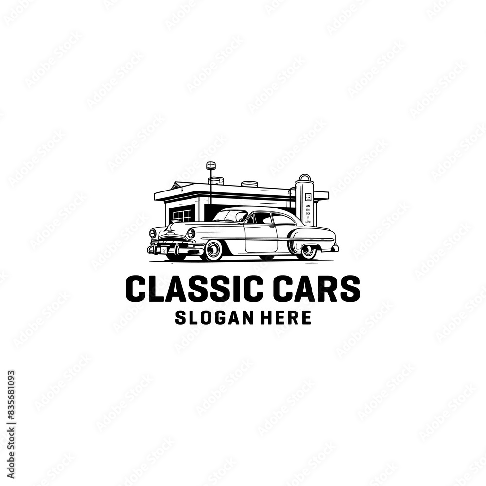 Naklejka premium Classic car logo vector illustration