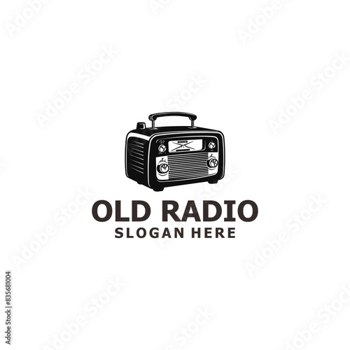 Retro radio logo vector illustration