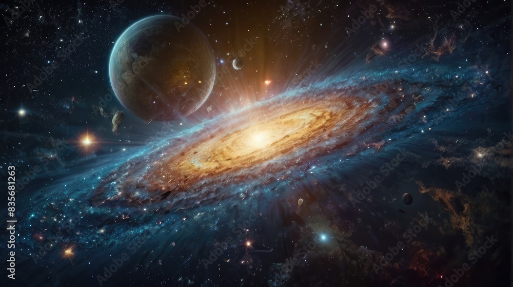 Obraz premium A universe with realistically dazzling and fascinating planets