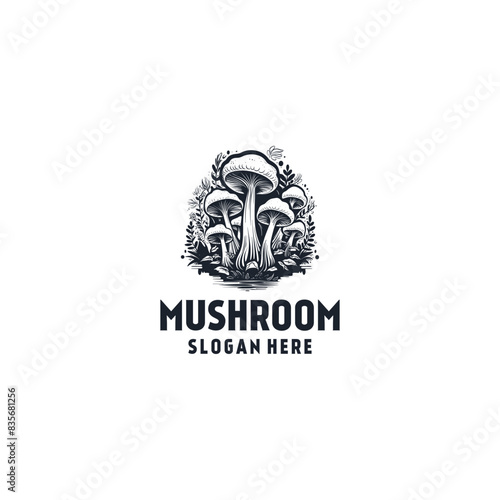 Vintage mushroom logo vector illustration