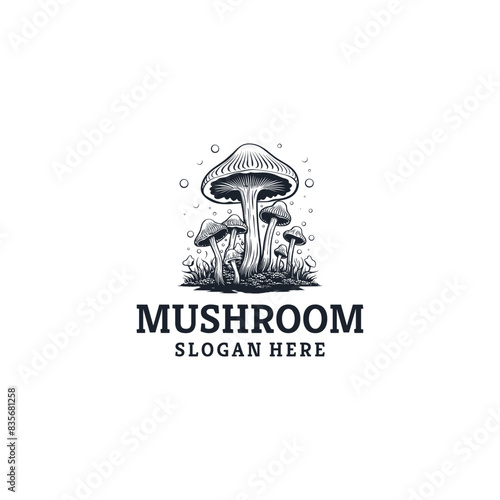 Vintage mushroom logo vector illustration