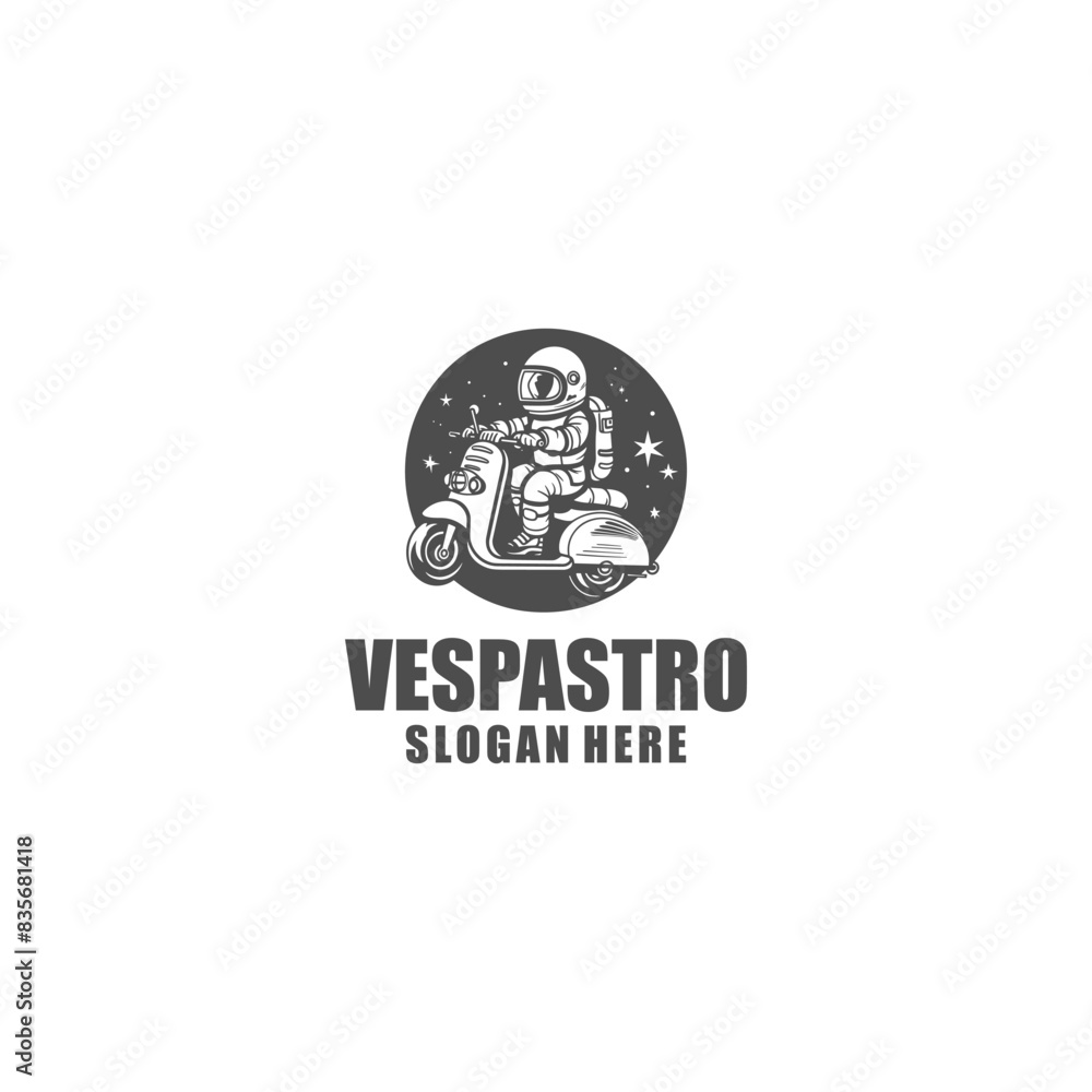 Astronaut scooter logo vector illustration Astronaut scooter logo vector illustration