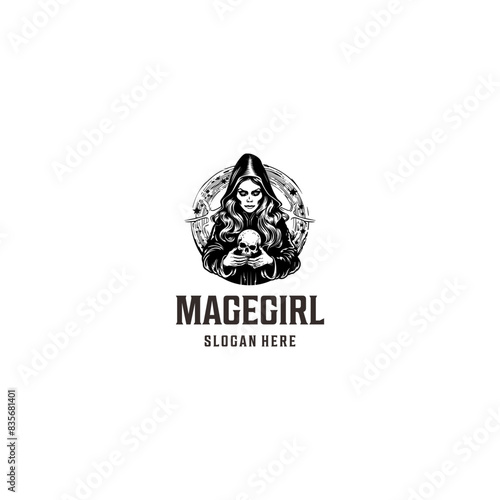 Mage girl logo vector illustration