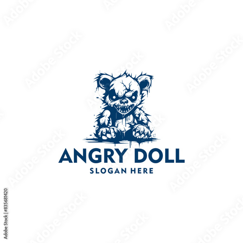 Angry doll logo vector illustration