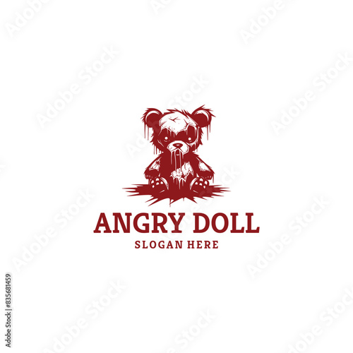 Angry doll logo vector illustration