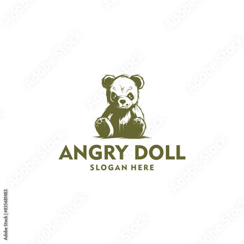 Angry doll logo vector illustration