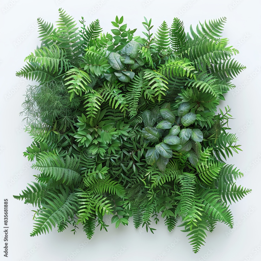 Lush Green Bouquet of Vines and Ferns Viewed from Above on White Background. Ultra-Realistic UHD Botanical Arrangement Highlighting Natural Beauty and Vivid Detail. Lush Green Bouquet of Vines and Ferns Viewed from Above on White Background. Ultra-Realistic UHD Botanical Arrangement Highlighting Natural Beauty and Vivid Detail.