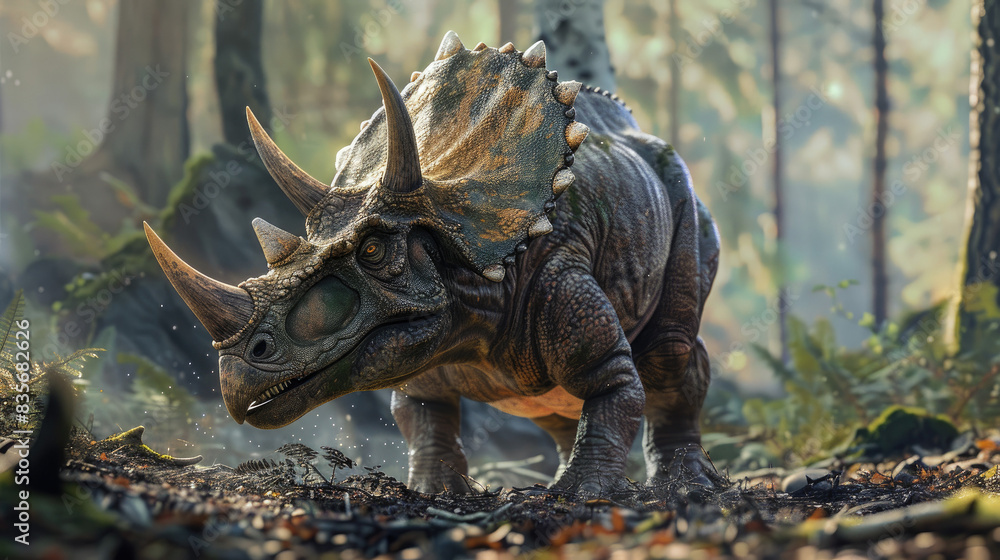 Triceratops dinosaur in wild Triceratops dinosaur in wild