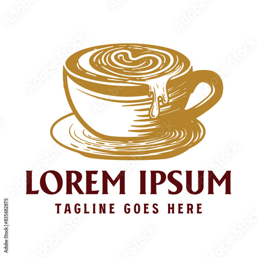 Retro Vintage Coffee Late Mug Cup for Cafe Illustration